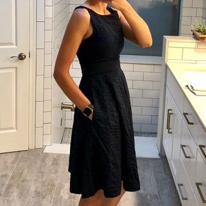 J. Crew Navy Seersucker A-line Sleeveless Dress
